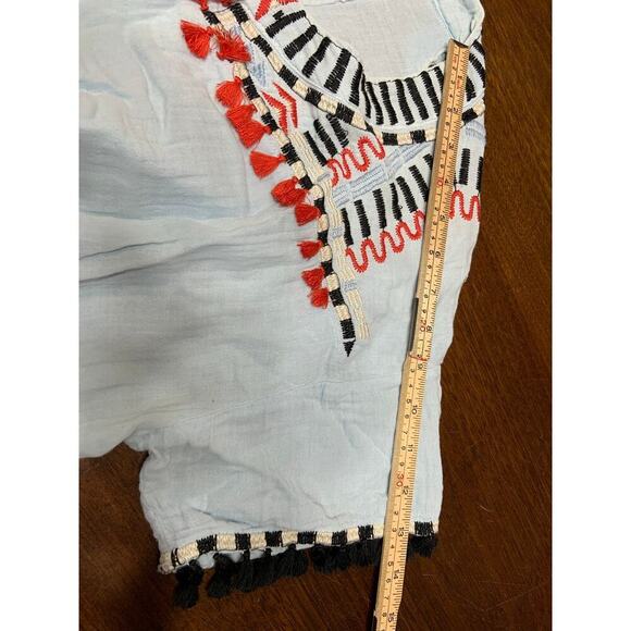 Johnny Was Embroidered Southwestern Boho Hippie Gauzy Top Women Medium Tassle - Picture 8 of 12